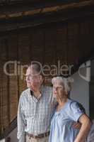 Senior couple standing together at home