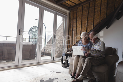 Senior couple using laptop