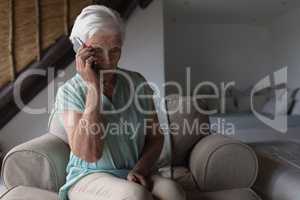 Senior woman talking on mobile phone