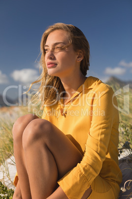 Young woman relaxing on the beach