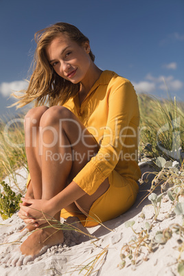 Young woman relaxing on the beach