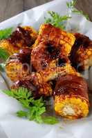 Grilled corn wrapped in bacon