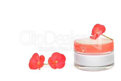 Cosmetic cream in a stylish jar isolated on white background. Sk