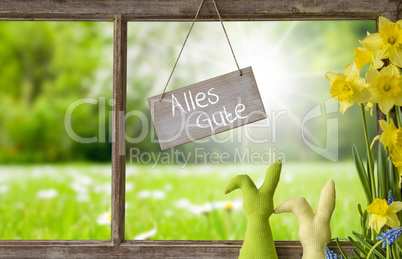 Window, Green Meadow, Alles Gute Means Best Wishes