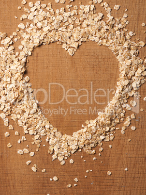 Heart shape of organic oat meal