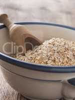 Organic oat meal in a bowl