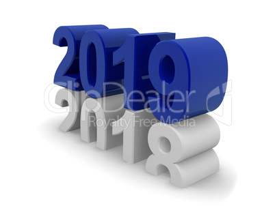 New Year 2019 concept 3d image