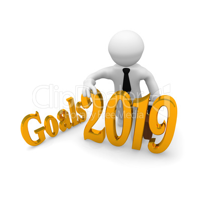 Small businessman with goals 2019 in Gold