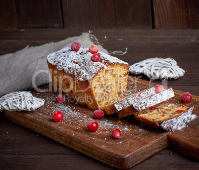 traditional Christmas cake stollen cut into pieces