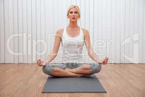 Young Female Woman Practicing Seated Yoga Position