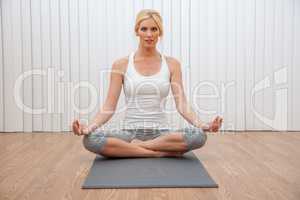 Young Female Woman Practicing Seated Yoga Position