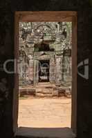 View through temple corridor framed by doorway