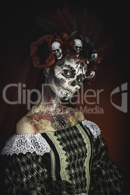 Young girl in the image of Santa Muerte