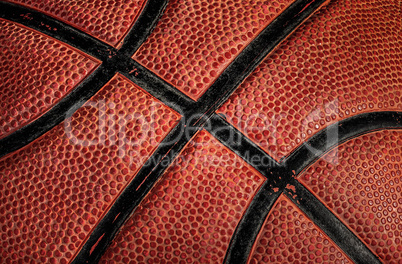 Closeup part of old basketball ball