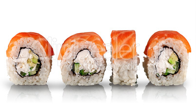 Sushi rolls Philadelphia in a row