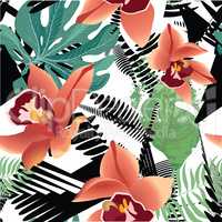 Floral seamless pattern. Tropical Flower background.
