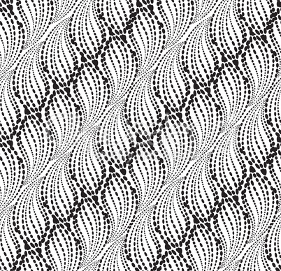 Wavy line dot seamless pattern. Floral texture. Abstract background