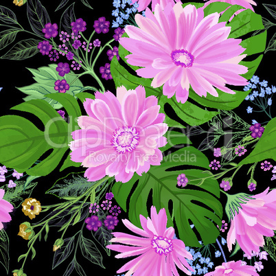Floral seamless pattern. Garden Flower summer background.