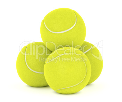 Tennis balls on white