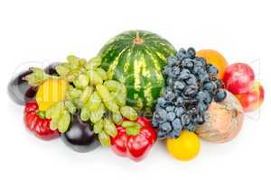 Set of fruit and vegetable isolated on white background.