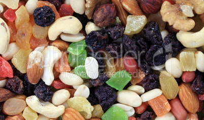 set of dried fruit at dry sunny summer day