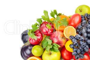 Fruits and vegetables isolated on a white background. Free space