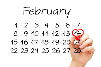 Valentines Day February 14 Calendar Concept