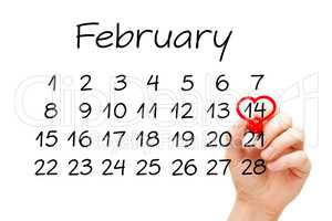 Valentines Day February 14 Calendar Concept