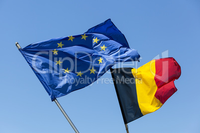 European flag with Belgium flag