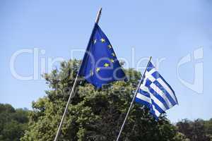 European flag with Greece flag