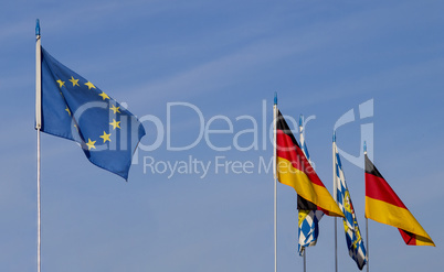 European flag with Germany and Bavarian flags