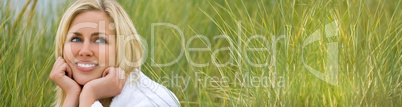 Panorama Web Banner Girl Young Woman Natural Grass