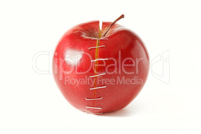 Broken red apple