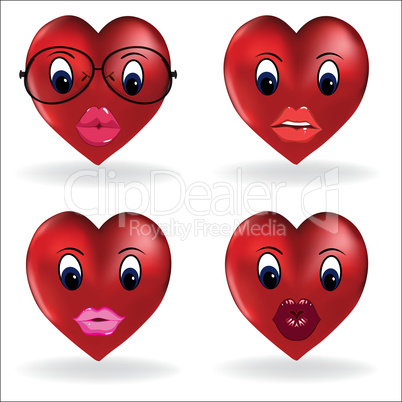 Emoji heart, smiley lip sexy creator. Vector design collection of emoticon body parts and accessories allows you to create your own cool female emojis. - Vector