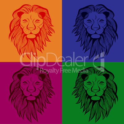 Lion head vector animal illustration for t-shirt. Sketch seamless tattoo design.