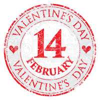 Grunge love heart Valentine's Day stamp on white background - Vector