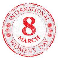 Rubber stamp grunge women's day, vector illustration for 8 March