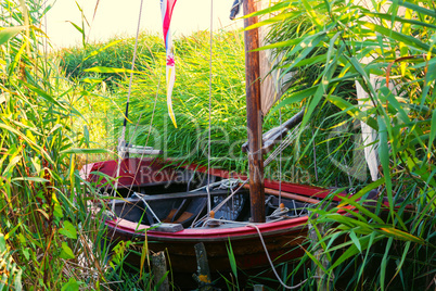Small Zees boat In the reed, sailboat, fishing boat