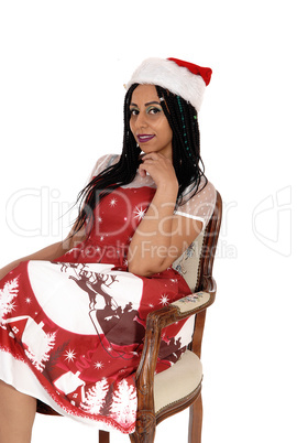 Lovely woman sitting in old armchair