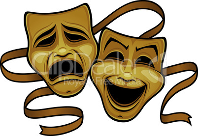 Gold Comedy And Tragedy Theater Masks