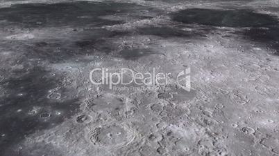 The travel of the camera on the surface of the moon in high quality.Space background