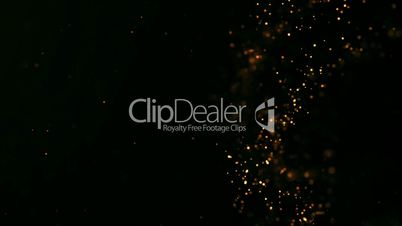 Background gold movement. Universe gold dust with stars on black background. Motion abstract of particles.