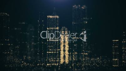Abstract background of the big city of glittering particles.Abstract background with moving and flicker particles. On beatiful relaxing Background.