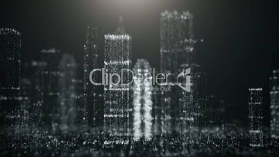 Abstract background of the big city of glittering particles.Abstract background with moving and flicker particles. On beatiful relaxing Background.