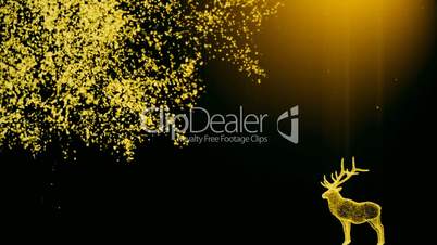 Abstract background with a deer near a tree with particles. On beatiful relaxing Background.