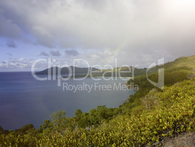 Tropical landscape at Praslin island, Seychelles