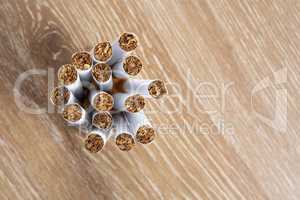 Cigarettes on a wooden background