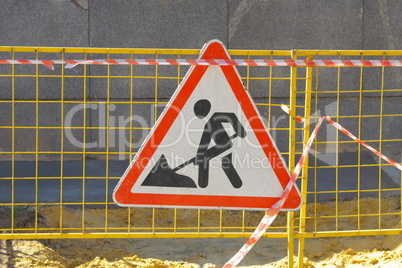 road works sign