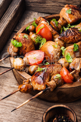 Grilled shish kebab or shashlik