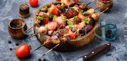 Grilled meat skewers